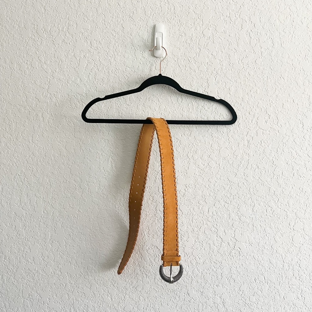 Topshop Suede Leather Belt Mustard Yellow - Size XS/S